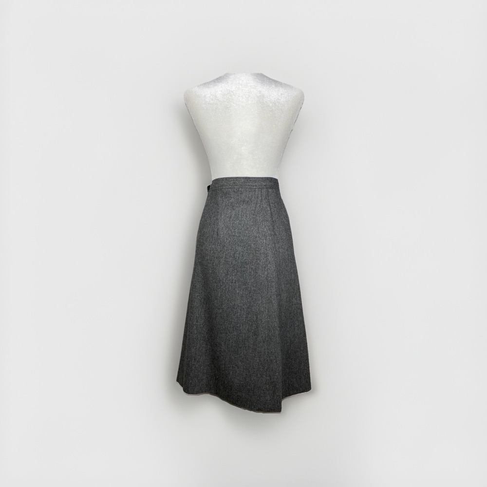 Vtg 80s Midi Skirt Womens 10 Gray Wool Blend A Line Union Made Academia Heritage - Picture 2 of 14